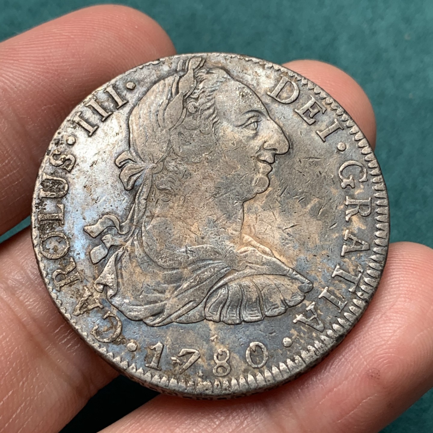 《竞宝斋》第167场-周日，周一，周四 3场 (全场包邮) 1780年卡洛斯三世8R老双柱银币 本洋 戳非常少 味道不错