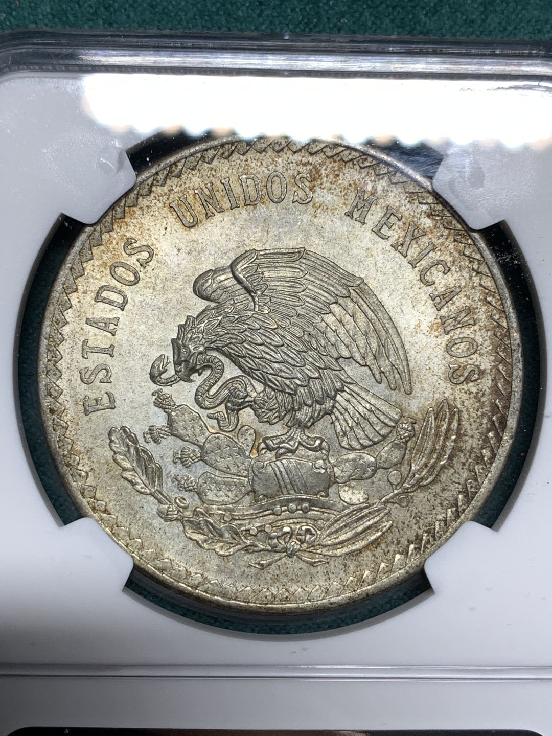 《竞宝斋》第167场-周日，周一，周四 3场 (全场包邮) NGC MS64 墨西哥 印第安人 5比索大银币 原味包浆 上64少