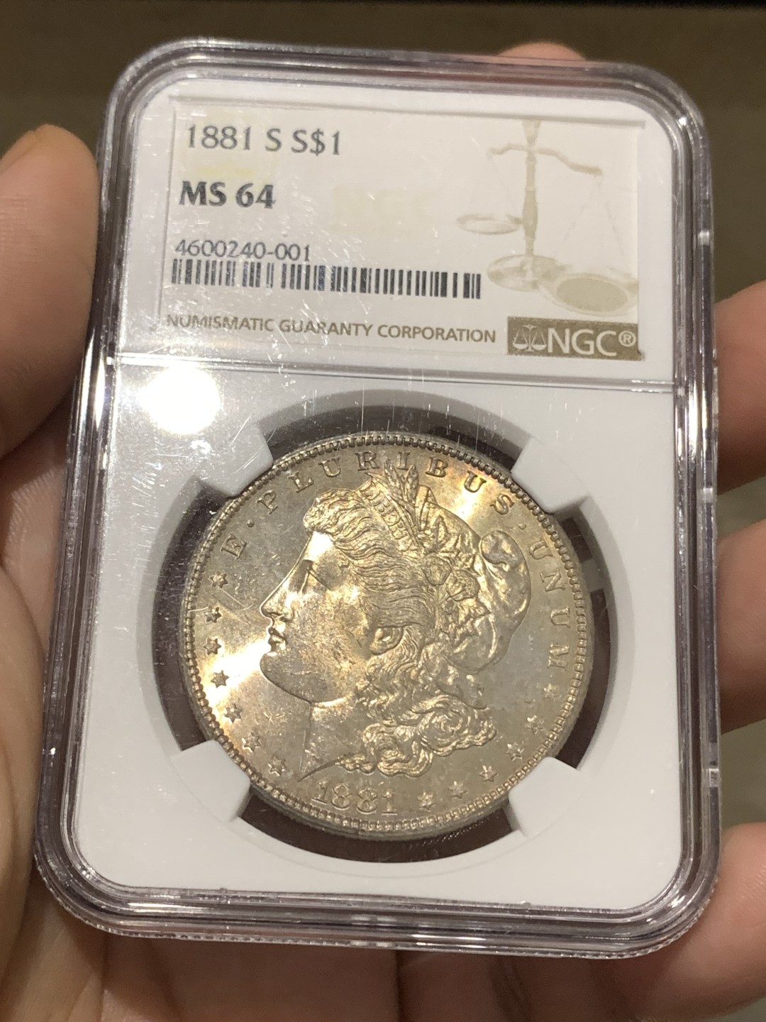 《竞宝斋》第167场-周日，周一，周四 3场 (全场包邮) NGC-MS64 美国 1881年 摩根银元 状态极好