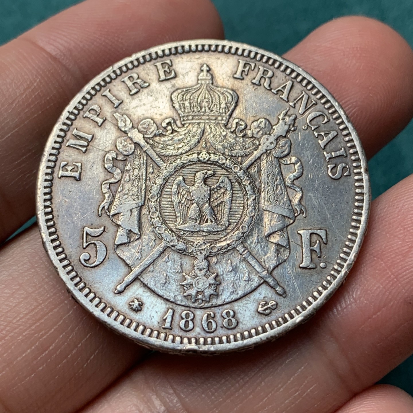 《竞宝斋》第167场-周日，周一，周四 3场 (全场包邮) 法国 1868年 拿破仑三世 5法郎 大银币