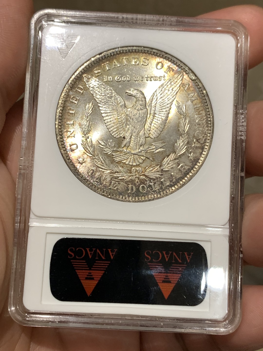 《竞宝斋》第167场-周日，周一，周四 3场 (全场包邮) ANACS-MS64 1885年 美国 摩根币 一美元 绝版小白盒 感觉换盒能加分的状态 绝美包浆