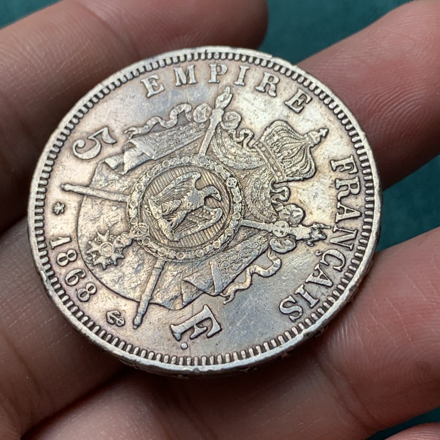 《竞宝斋》第167场-周日，周一，周四 3场 (全场包邮) 法国 1868年 拿破仑三世 5法郎 大银币