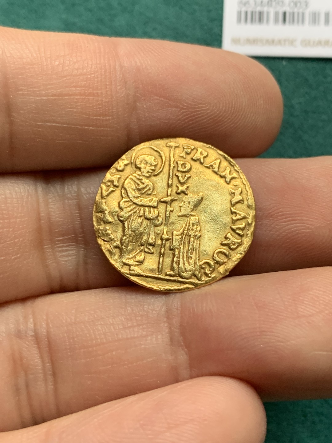 《竞宝斋》第167场-周日，周一，周四 3场 (全场包邮) 1688-94 威尼斯共和国 杜卡特金币 3.41克 999金  上海没法评级 送的美国N，给了状态改变 充分流通的必然结果