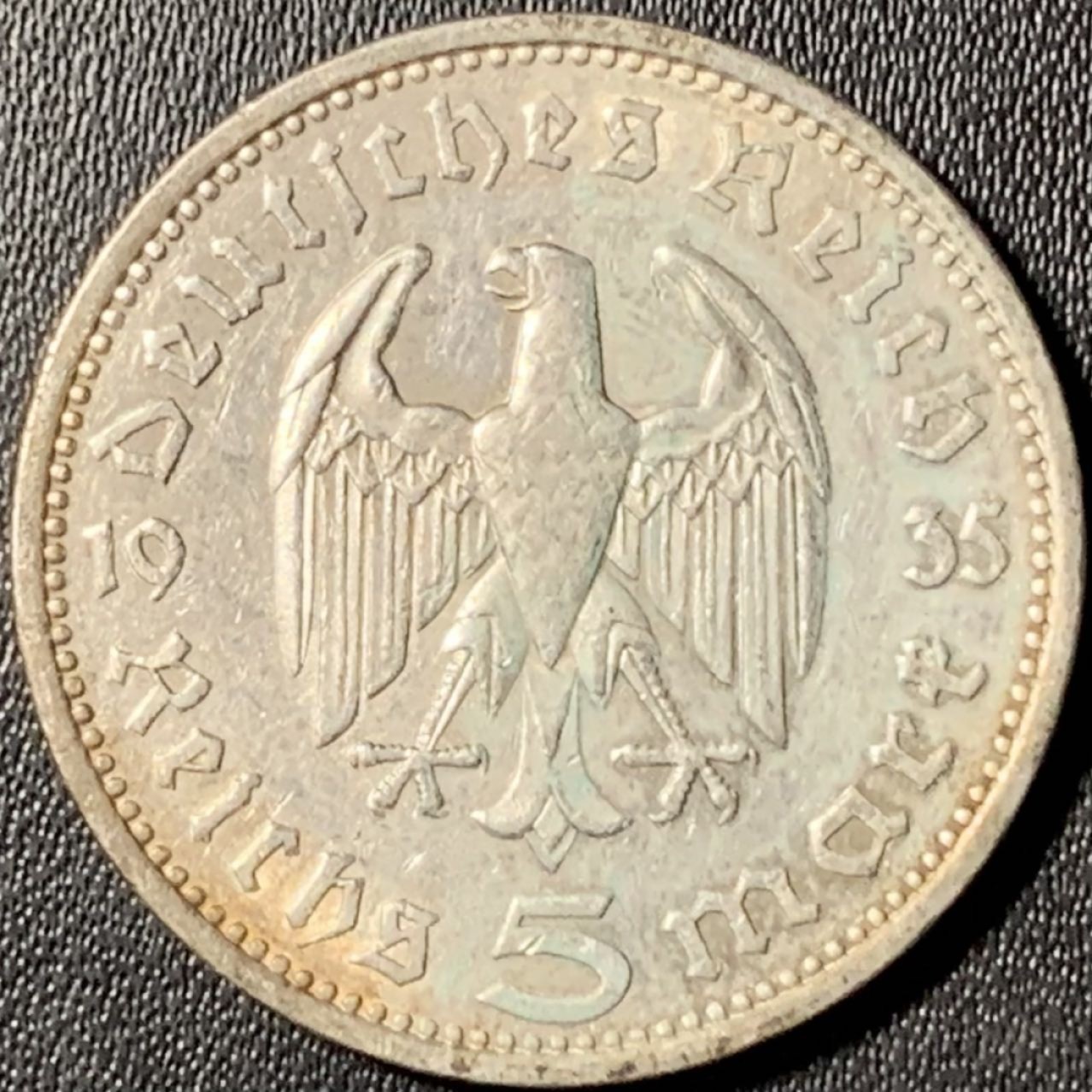 紫瑗钱币——第315期拍卖 德国 1935年 A版 兴登堡 5马克 13.9克 0.9银