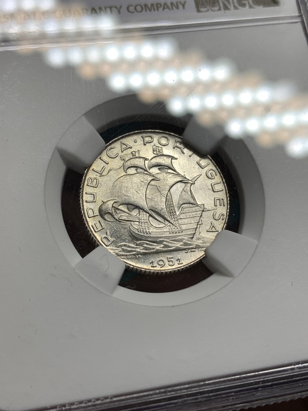 《竞宝斋》第167场-周日，周一，周四 3场 (全场包邮) NGC-MS65 葡萄牙1951年 大帆船2.5埃斯库多银币 可藏了