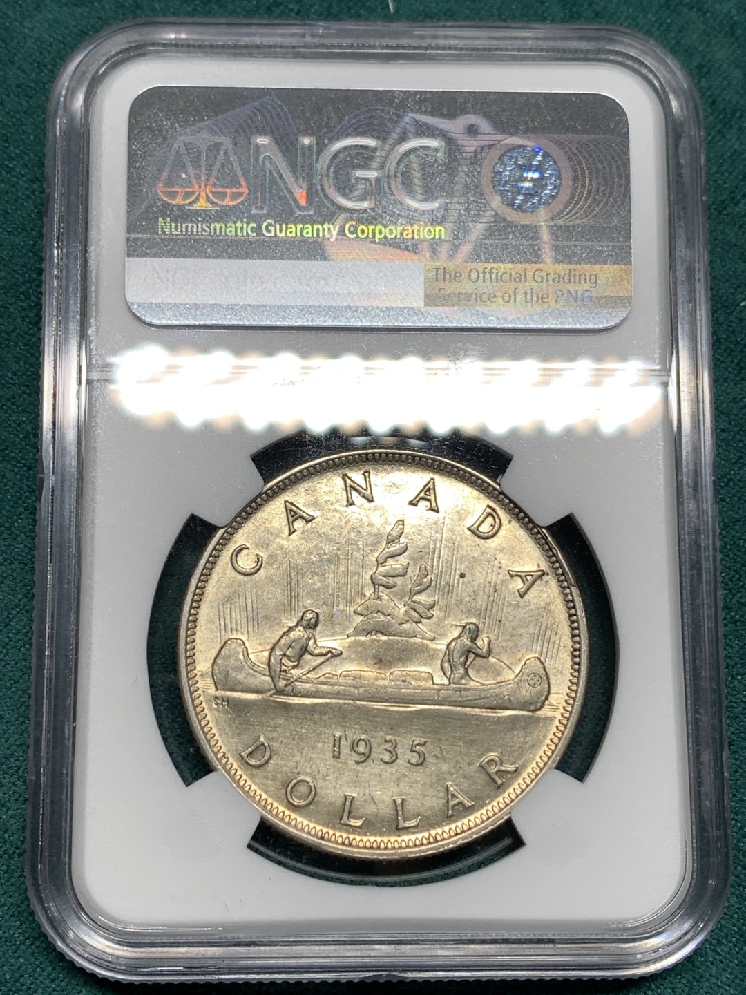 《竞宝斋》第167场-周日，周一，周四 3场 (全场包邮) NGC UNC 加拿大 1935年 乔五 划船 大银币