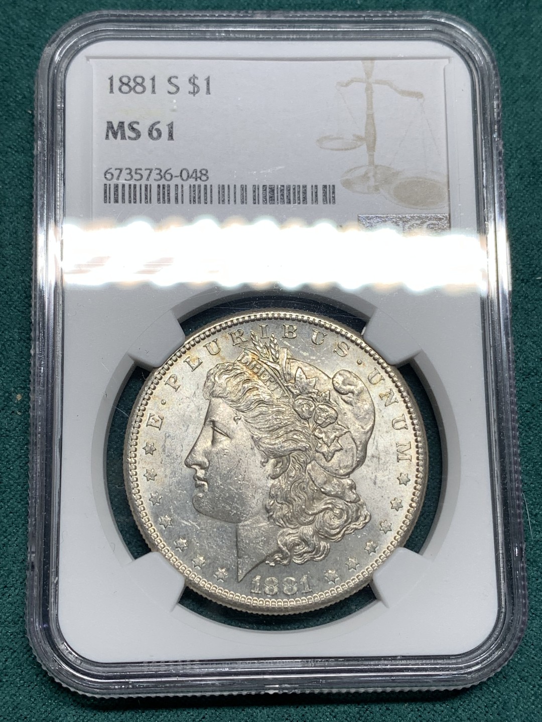 《竞宝斋》第167场-周日，周一，周四 3场 (全场包邮) NGC MS61 美国 1881年 摩根 1美元 大银币 状态不错