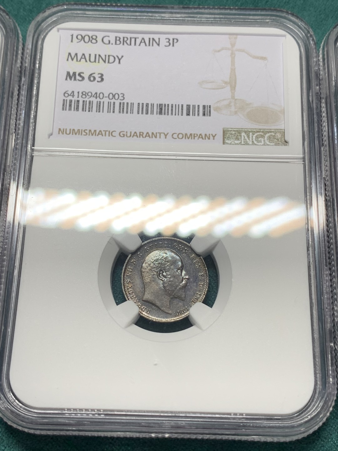 《竞宝斋》第167场-周日，周一，周四 3场 (全场包邮) 1908年 英国濯足银币NGC一套4枚，带原盒。1P MS65，2P MS64，3P MS63，4P MS62