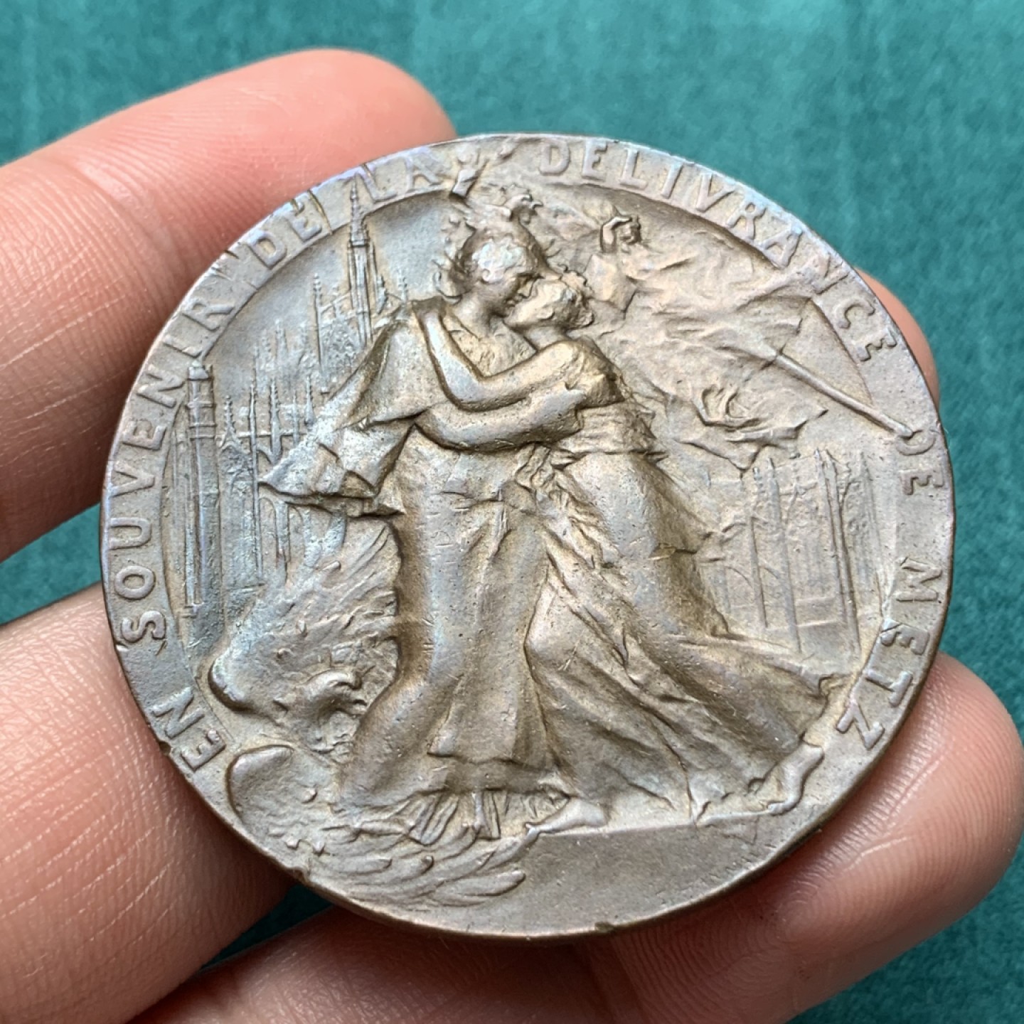 《竞宝斋》第167场-周日，周一，周四 3场 (全场包邮) 1918年法国梅茨纪念铜章，底板干净漂亮 44.9mm 41.1克