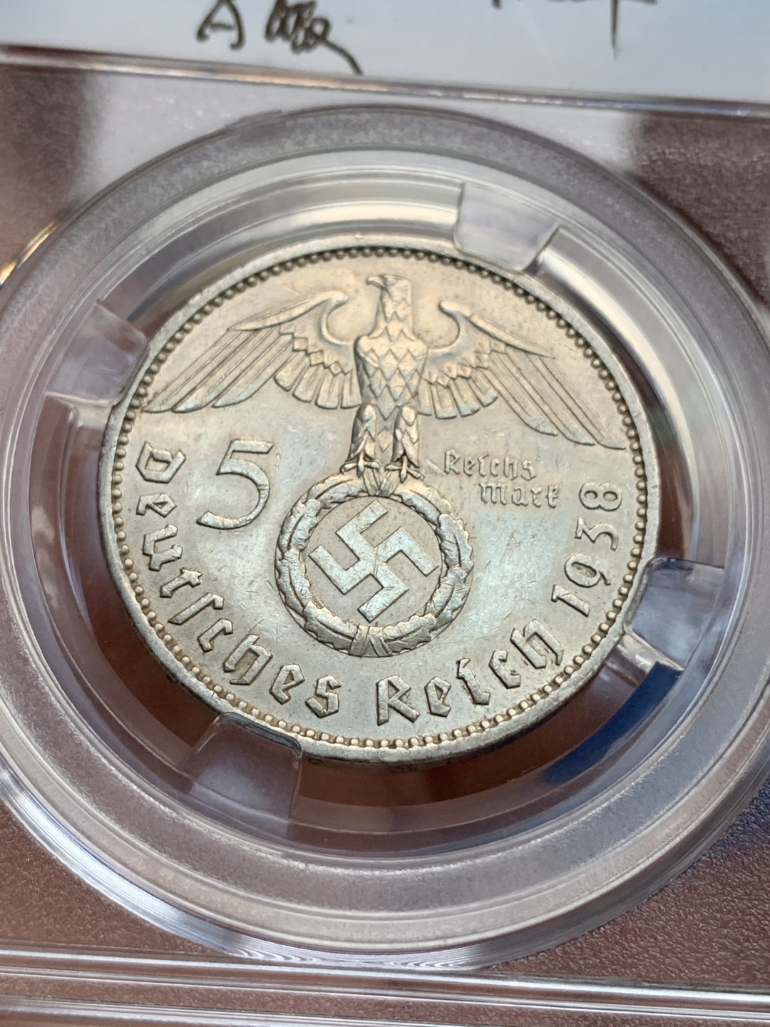 《竞宝斋》第167场-周日，周一，周四 3场 (全场包邮) 德国1938年 兴登堡 5马克银币