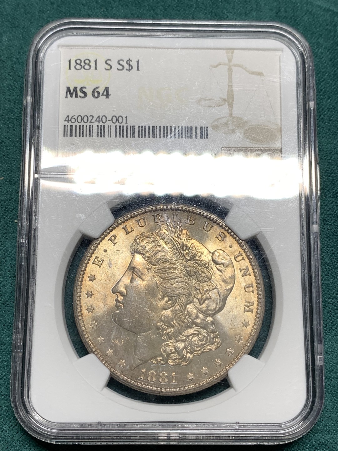 《竞宝斋》第167场-周日，周一，周四 3场 (全场包邮) NGC-MS64 美国 1881年 摩根银元 状态极好