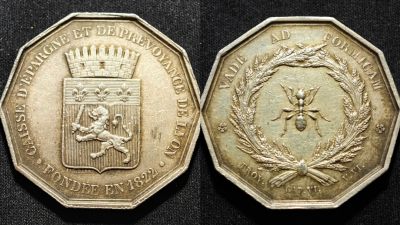 【德藏】世界币章拍卖第11期 · 法国JETON银章代用币专场 - 法国里昂城堡（十边形）