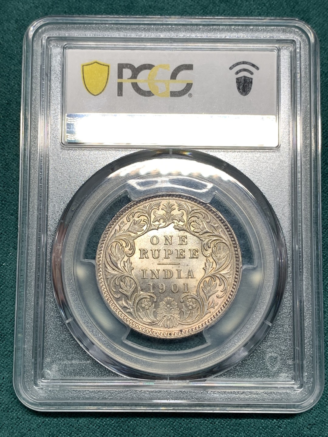 《竞宝斋》第167场-周日，周一，周四 3场 (全场包邮) PCGS-MS64分，英属印度 1901 小维多利亚1卢比银币，稀少版别，亚军分，ngc最高64分