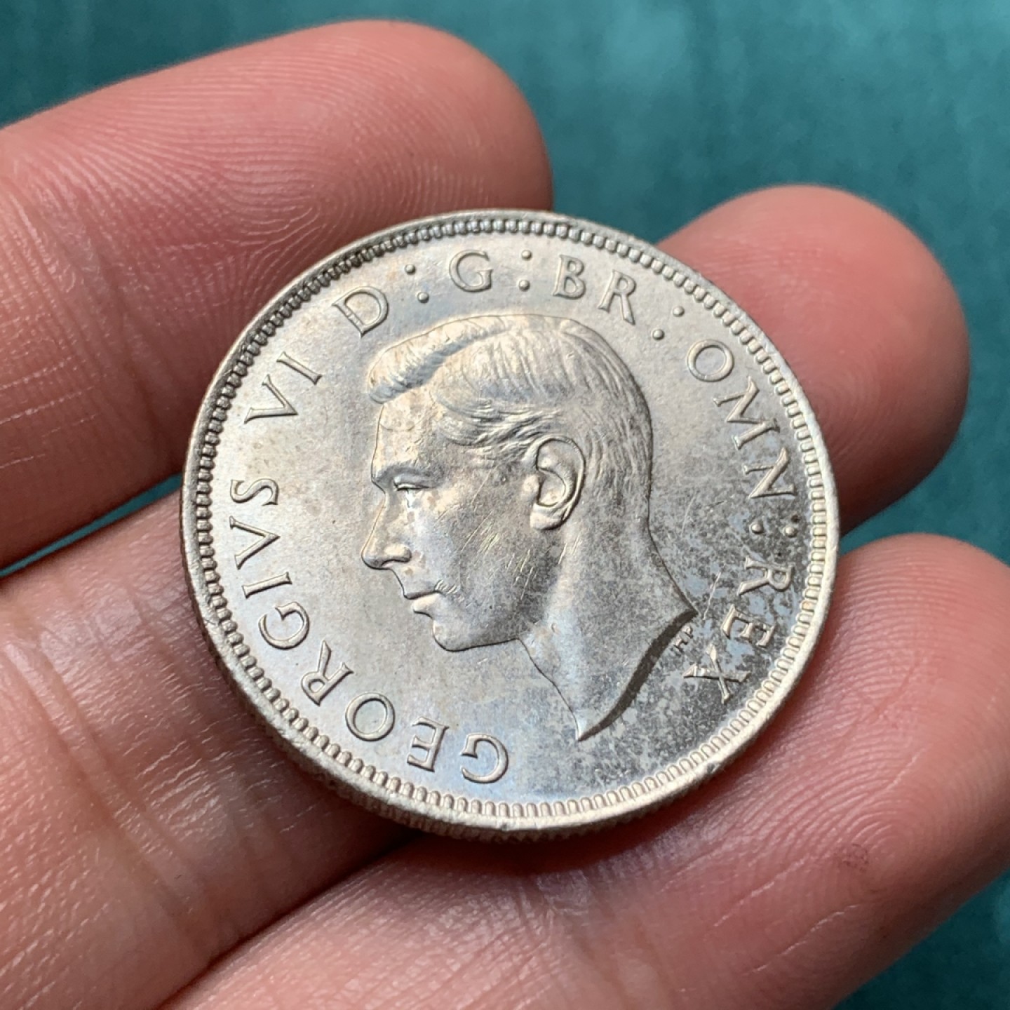 《竞宝斋》第167场-周日，周一，周四 3场 (全场包邮) 英国 1946年 乔六 1福林 银币 未使用品