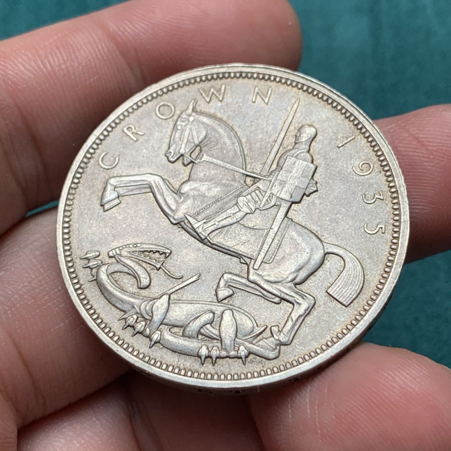 《竞宝斋》第167场-周日，周一，周四 3场 (全场包邮) 英国 1935年 乔治五世 木马克朗大银币 状态好