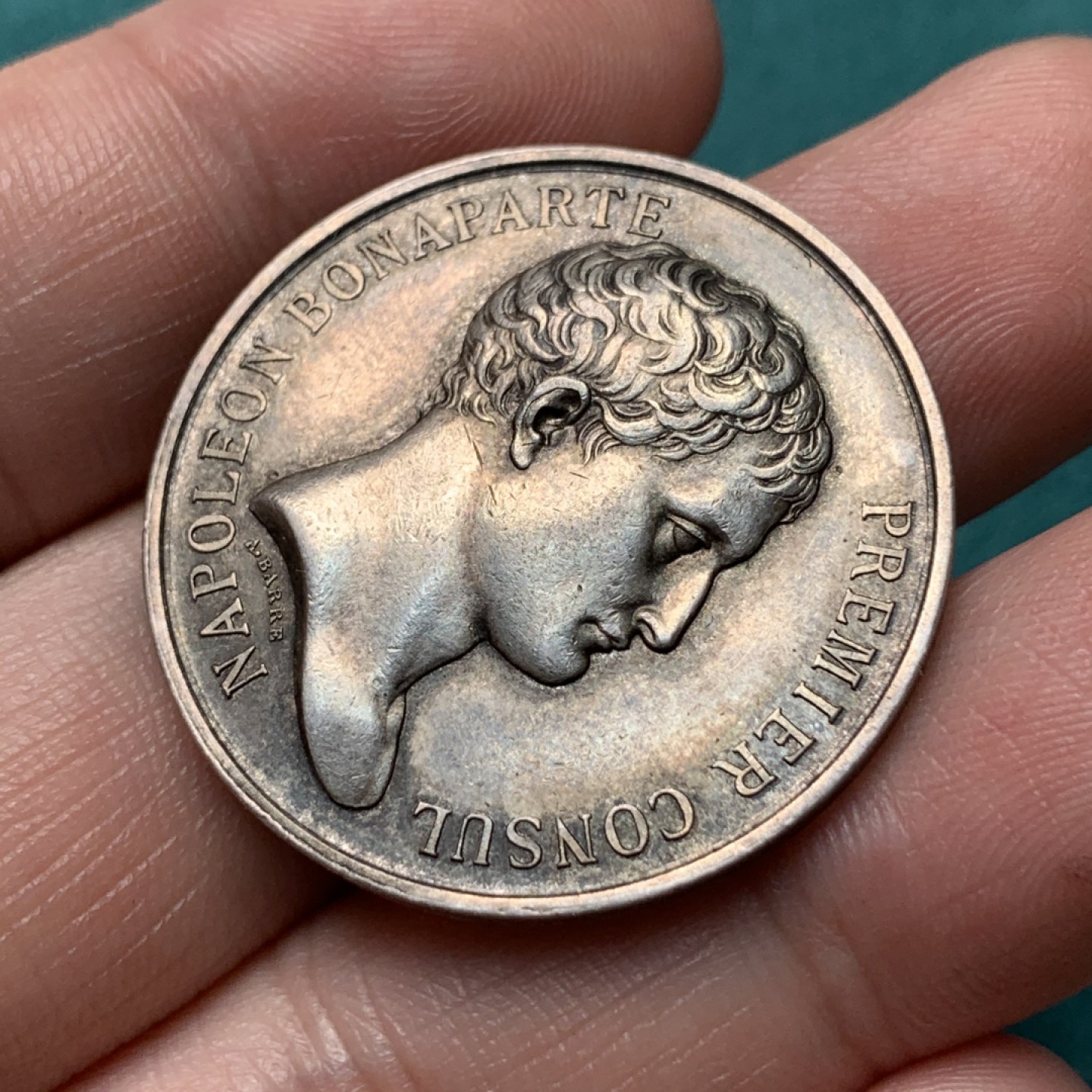 《竞宝斋》第167场-周日，周一，周四 3场 (全场包邮) 法国银质代币，公证人委员会，正面拿皇 波拿巴，13.39g，32.3mm，丰饶角边铭