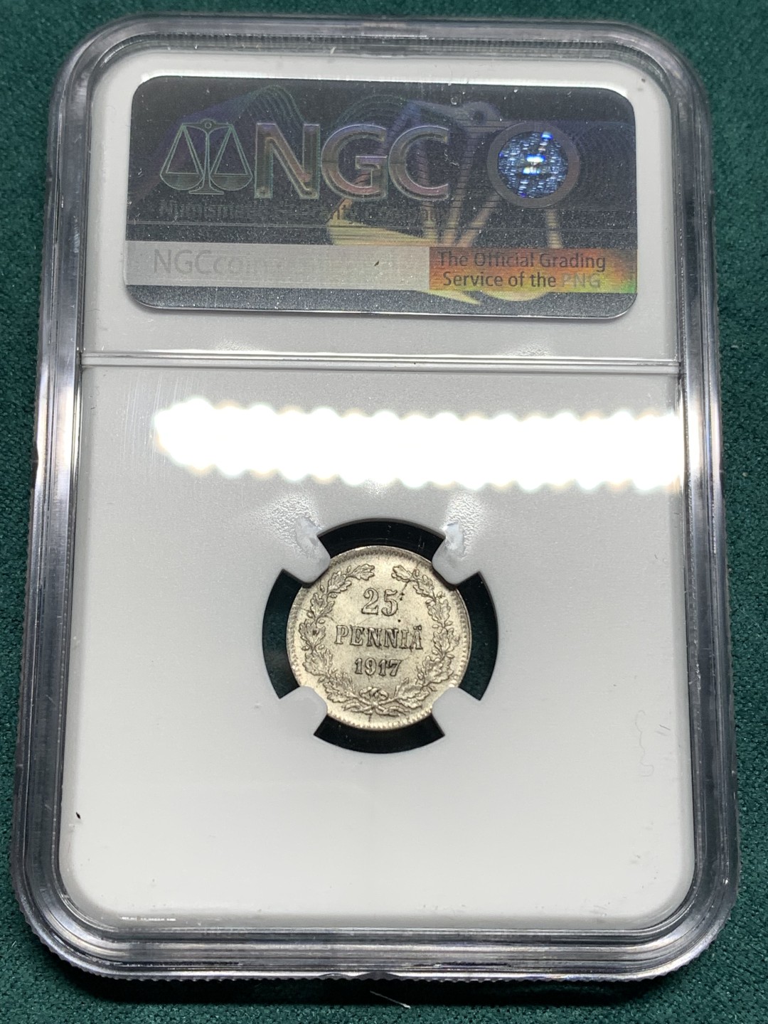 《竞宝斋》第167场-周日，周一，周四 3场 (全场包邮) NGC MS64 1917年 俄占芬兰 25P 银币 味道细节好