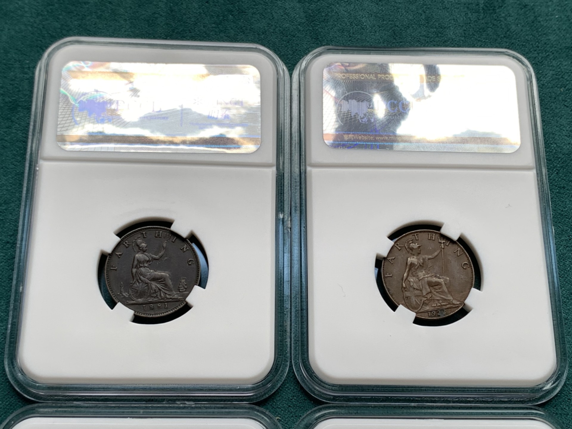 《竞宝斋》第167场-周日，周一，周四 3场 (全场包邮) 英国 铜币4枚一组 2枚1法新铜币 2枚1便士铜币