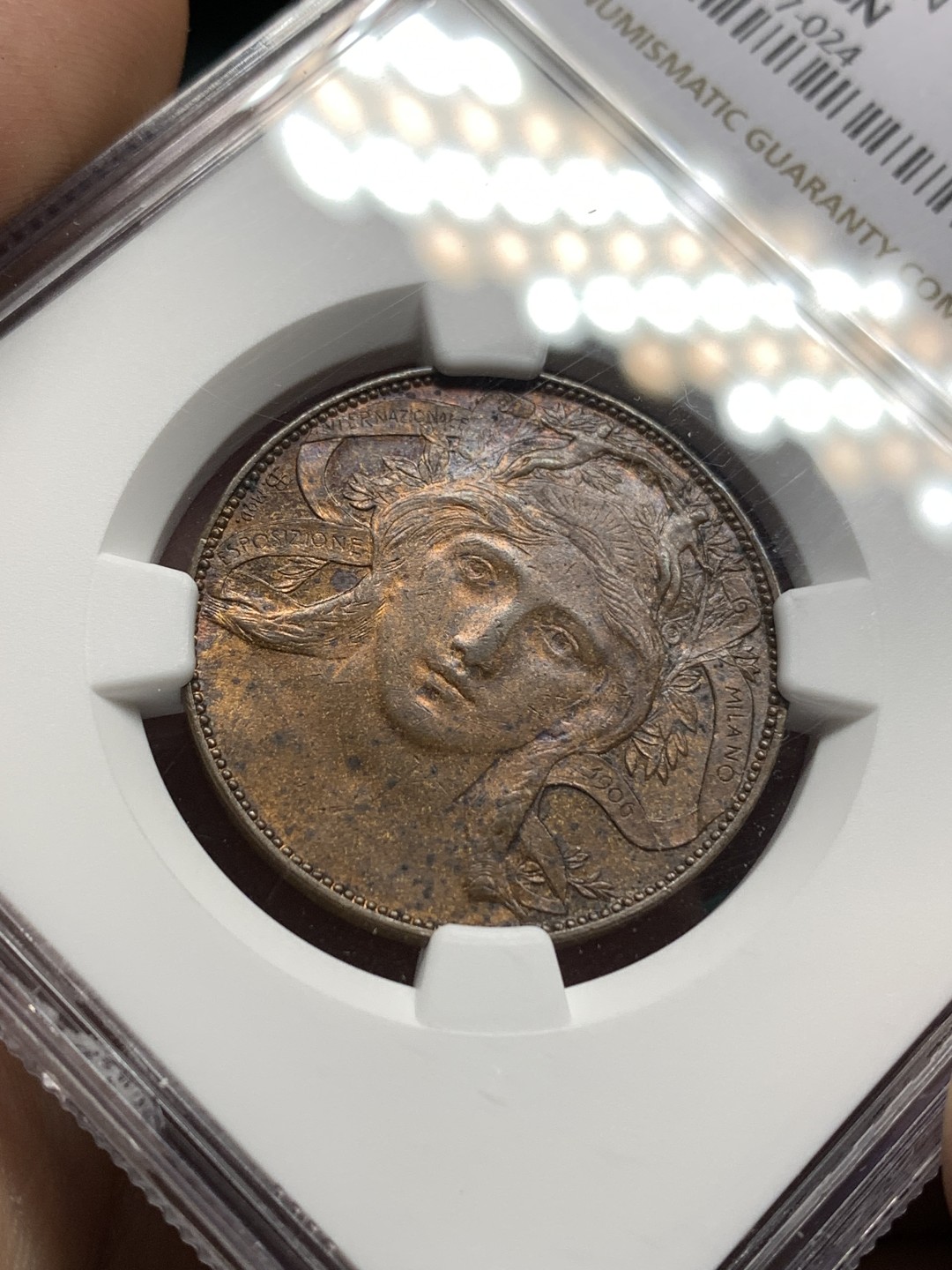 《竞宝斋》第167场-周日，周一，周四 3场 (全场包邮) NGC MS61 意大利 1906年世博会20分代币 雕刻唯美 设计 艺术感极强 十分难找 有价无市