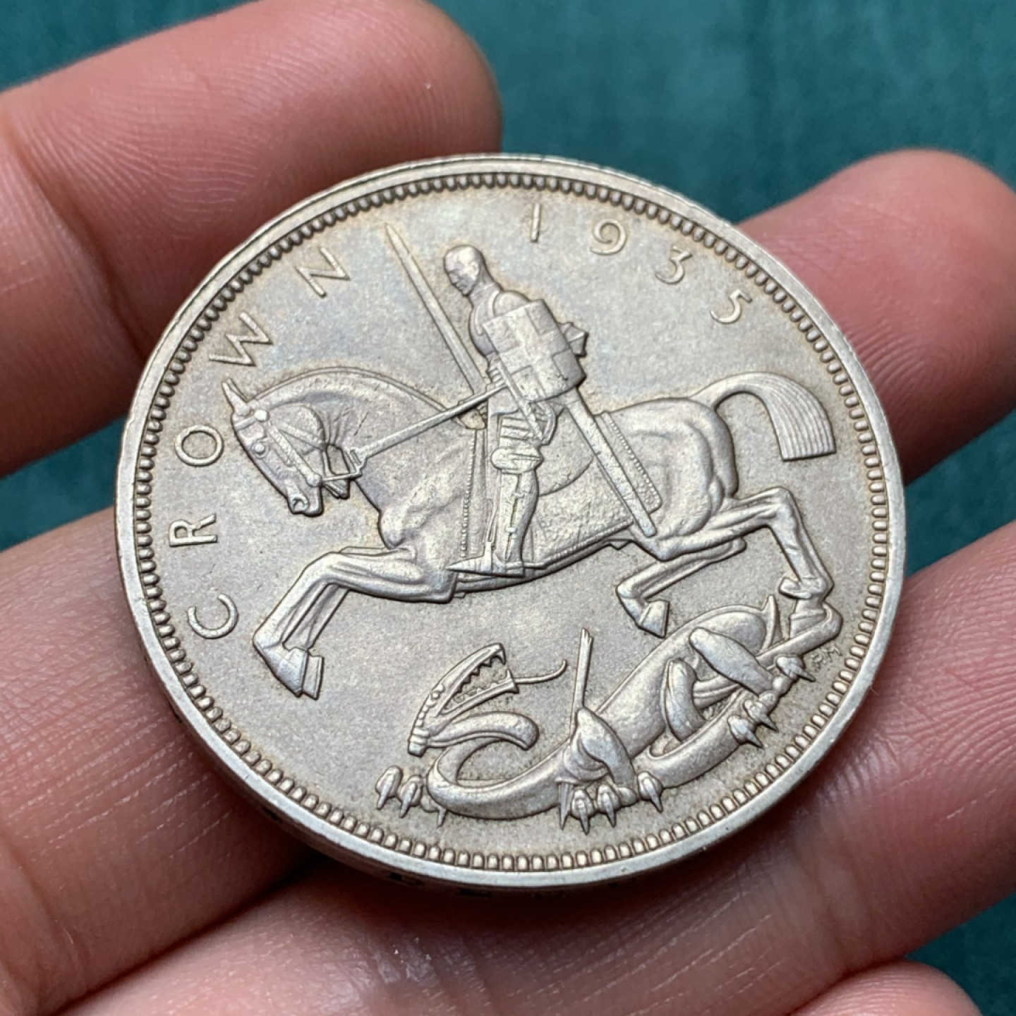 《竞宝斋》第167场-周日，周一，周四 3场 (全场包邮) 英国 1935年 乔治五世 木马克朗大银币 状态好