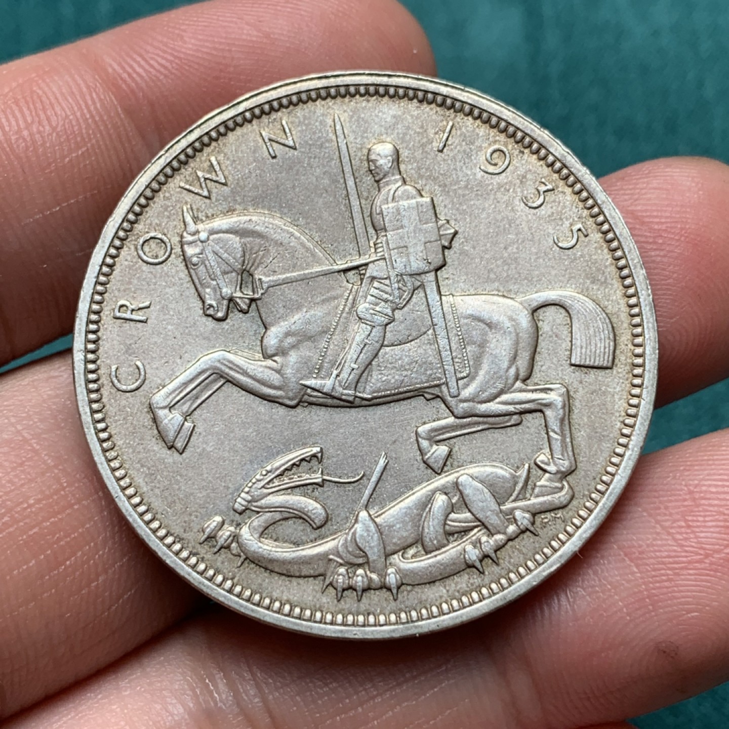 《竞宝斋》第167场-周日，周一，周四 3场 (全场包邮) 英国 1935年 乔治五世 木马克朗大银币 状态好