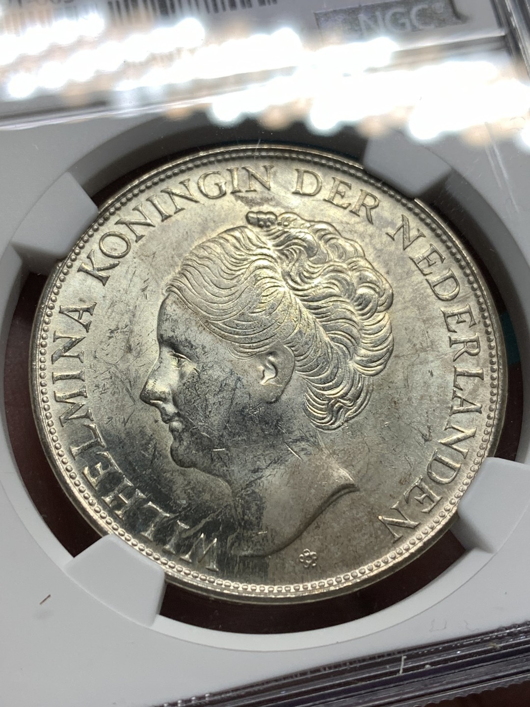 《竞宝斋》第167场-周日，周一，周四 3场 (全场包邮) NGC UNC 荷属库拉索 1944 威廉明娜 2.5G大银币