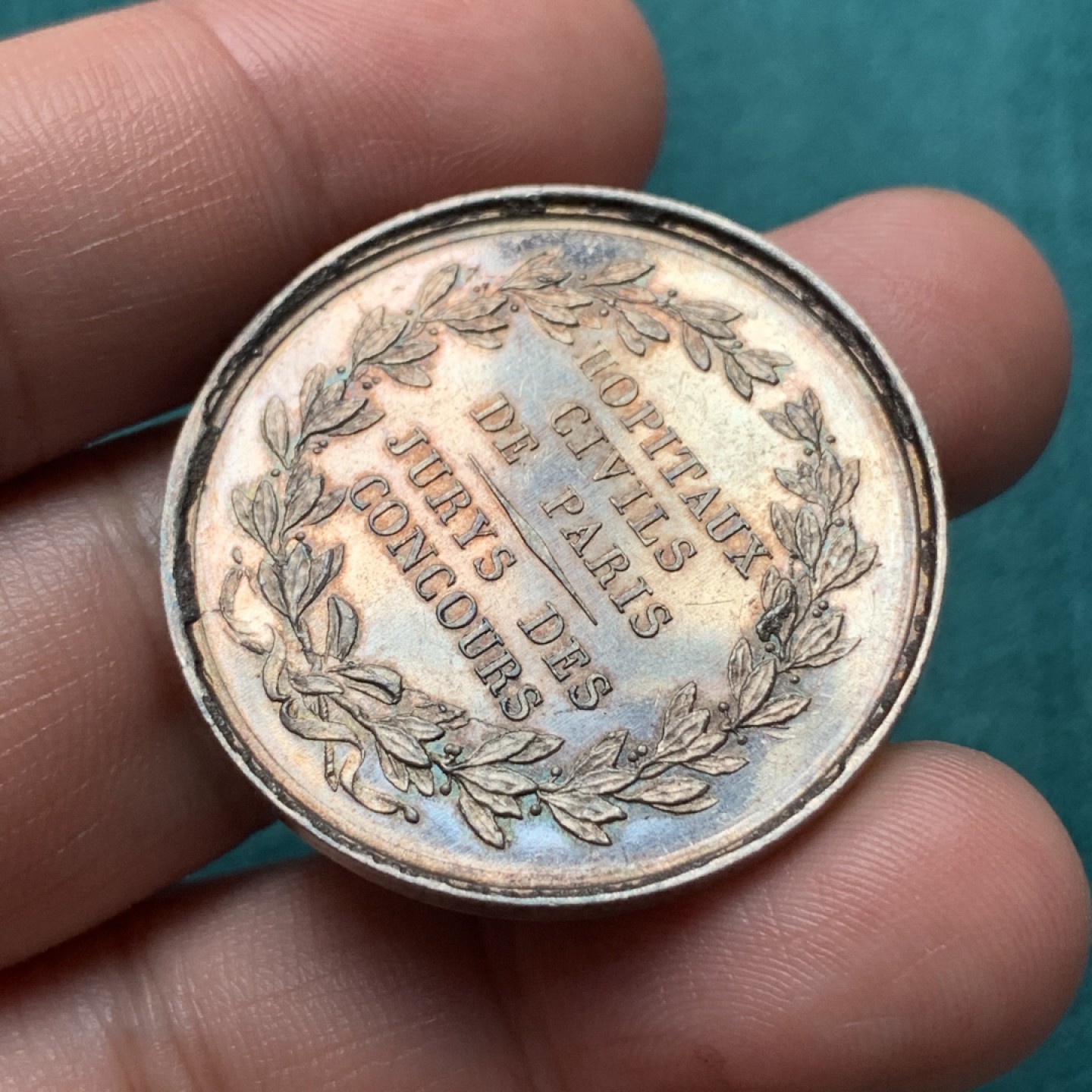 《竞宝斋》第167场-周日，周一，周四 3场 (全场包邮) 法国银章 镜面底板 UNC品相 铸纹清晰 35mm 17.85g 边铭手指agent