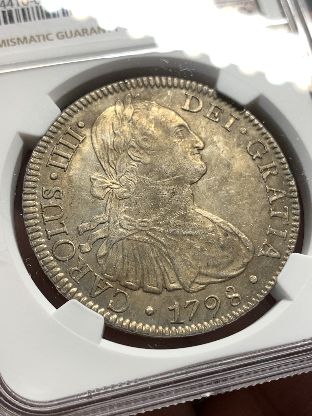 《竞宝斋》第167场-周日，周一，周四 3场 (全场包邮) NGC UNC  墨西哥 1798年 早期卡四 双柱 大银币 正反深打背面底板极好 感觉可以再试试