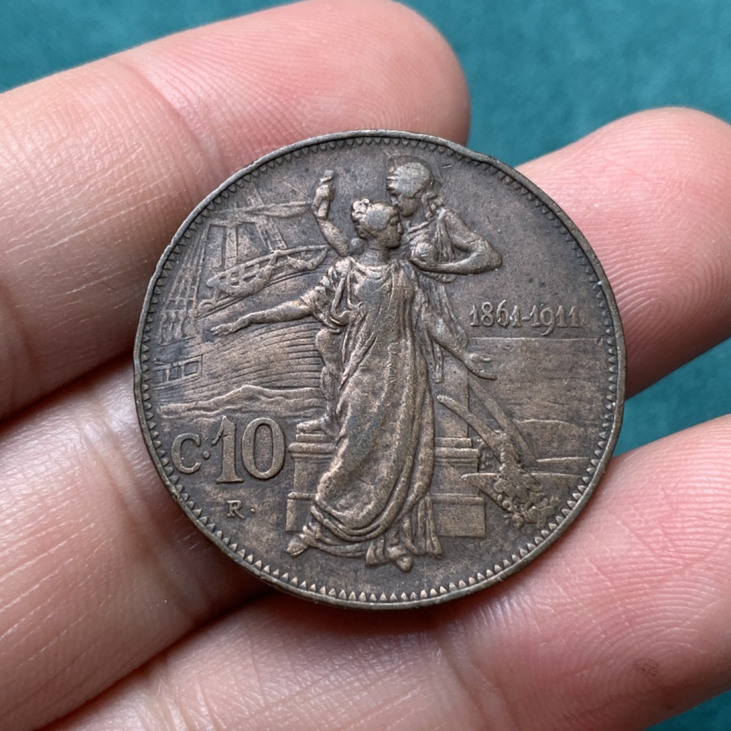 《竞宝斋》第167场-周日，周一，周四 3场 (全场包邮) 1911年拖奶10分建国纪念大铜币，人像面清晰