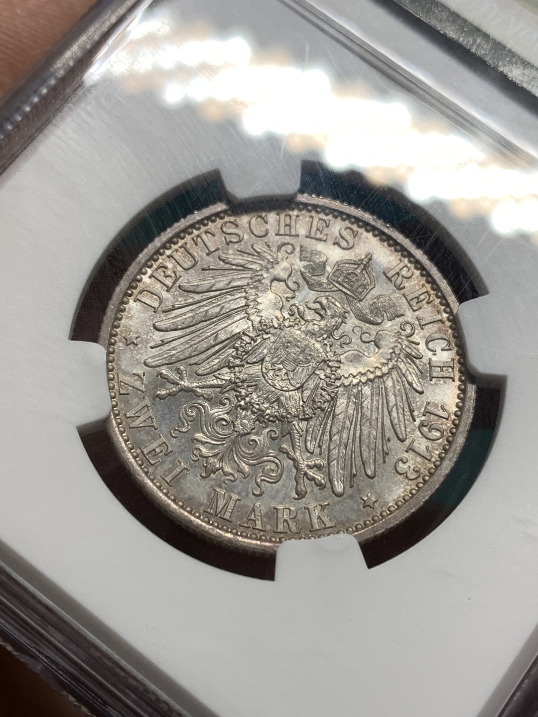 《竞宝斋》第167场-周日，周一，周四 3场 (全场包邮) NGC-MS64 德国 1913年 普鲁士 军装 2马克 银币 好彩