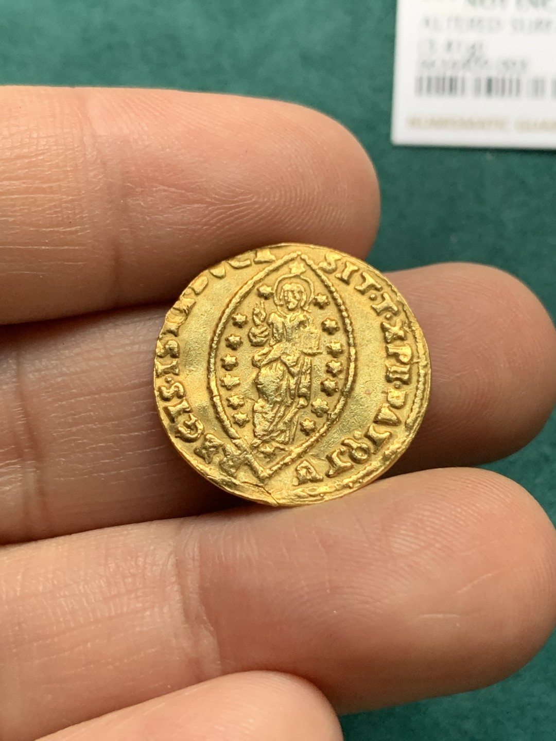 《竞宝斋》第167场-周日，周一，周四 3场 (全场包邮) 1688-94 威尼斯共和国 杜卡特金币 3.41克 999金  上海没法评级 送的美国N，给了状态改变 充分流通的必然结果