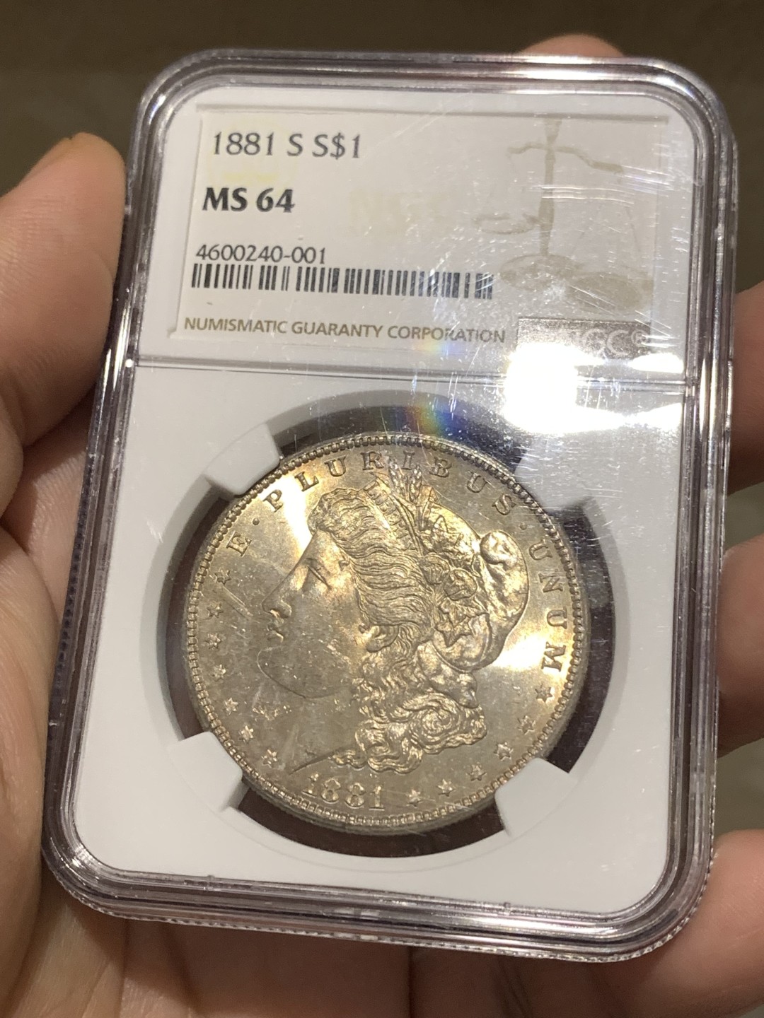 《竞宝斋》第167场-周日，周一，周四 3场 (全场包邮) NGC-MS64 美国 1881年 摩根银元 状态极好