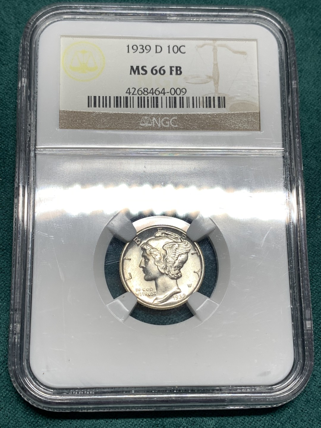 《竞宝斋》第167场-周日，周一，周四 3场 (全场包邮) NGC-MS66FB 1939年 美国 小飞侠 10美分 经典设计 高分 带FB尾缀少见