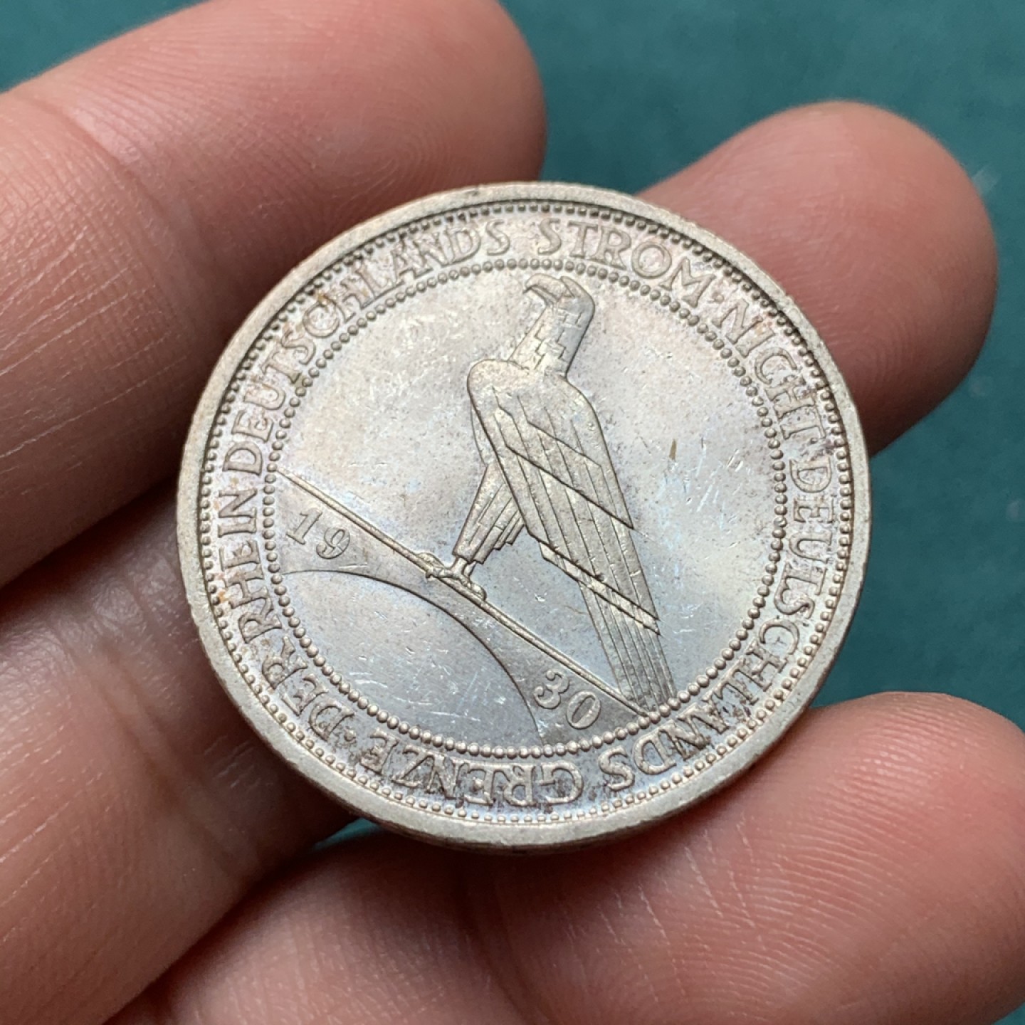 《竞宝斋》第167场-周日，周一，周四 3场 (全场包邮) 1930年 魏玛德国 鹰桥3马克 银币 顶级品相