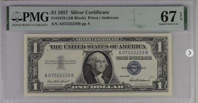 美国历史记忆 - 1美元蓝库印银圆券Silver Certificate, $1 1957 Small Size