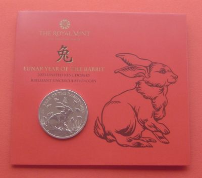 英国2023年 生肖兔 5英镑纪念币 皇家造币厂官方卡币 - 英国2023年 生肖兔 5英镑纪念币 皇家造币厂官方卡币