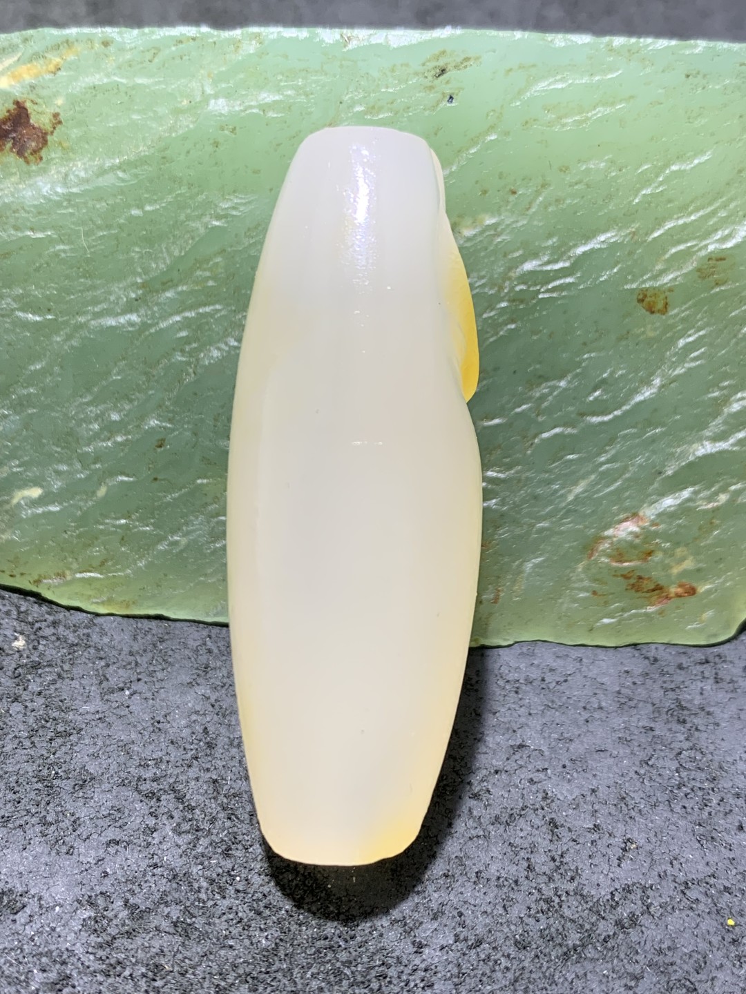 精美亚光高玉化海洋玉髓手工俏色巧雕锦鲤大桶珠一个！