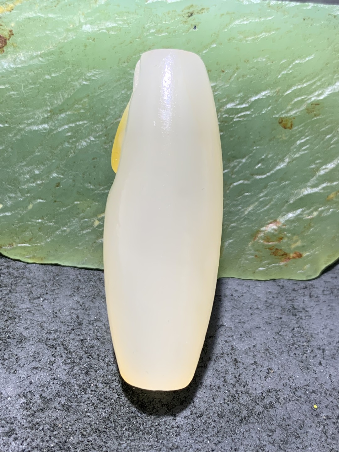 精美亚光高玉化海洋玉髓手工俏色巧雕锦鲤大桶珠一个！