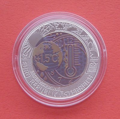 奥地利2023年 全球气候变暖 25欧元银+铌双色镶嵌纪念币 - 奥地利2023年 全球气候变暖 25欧元银+铌双色镶嵌纪念币