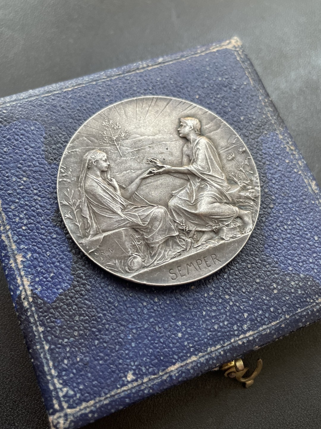 欧洲章牌-拍卖第23场 O.Roty～1899年法国“SEMPER”永恒的爱婚礼银章