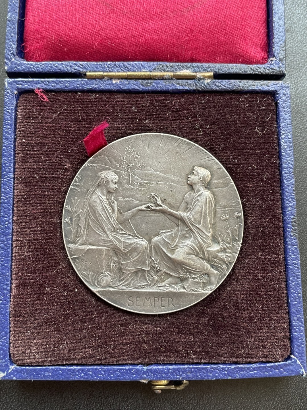 欧洲章牌-拍卖第23场 O.Roty～1899年法国“SEMPER”永恒的爱婚礼银章