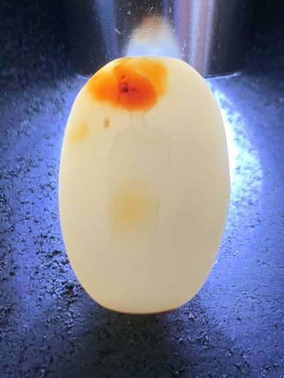 精美亚光高玉化海洋玉髓手工俏色巧雕火烛桶珠一个！ 精美亚光高玉化海洋玉髓手工俏色巧雕火烛桶珠一个！