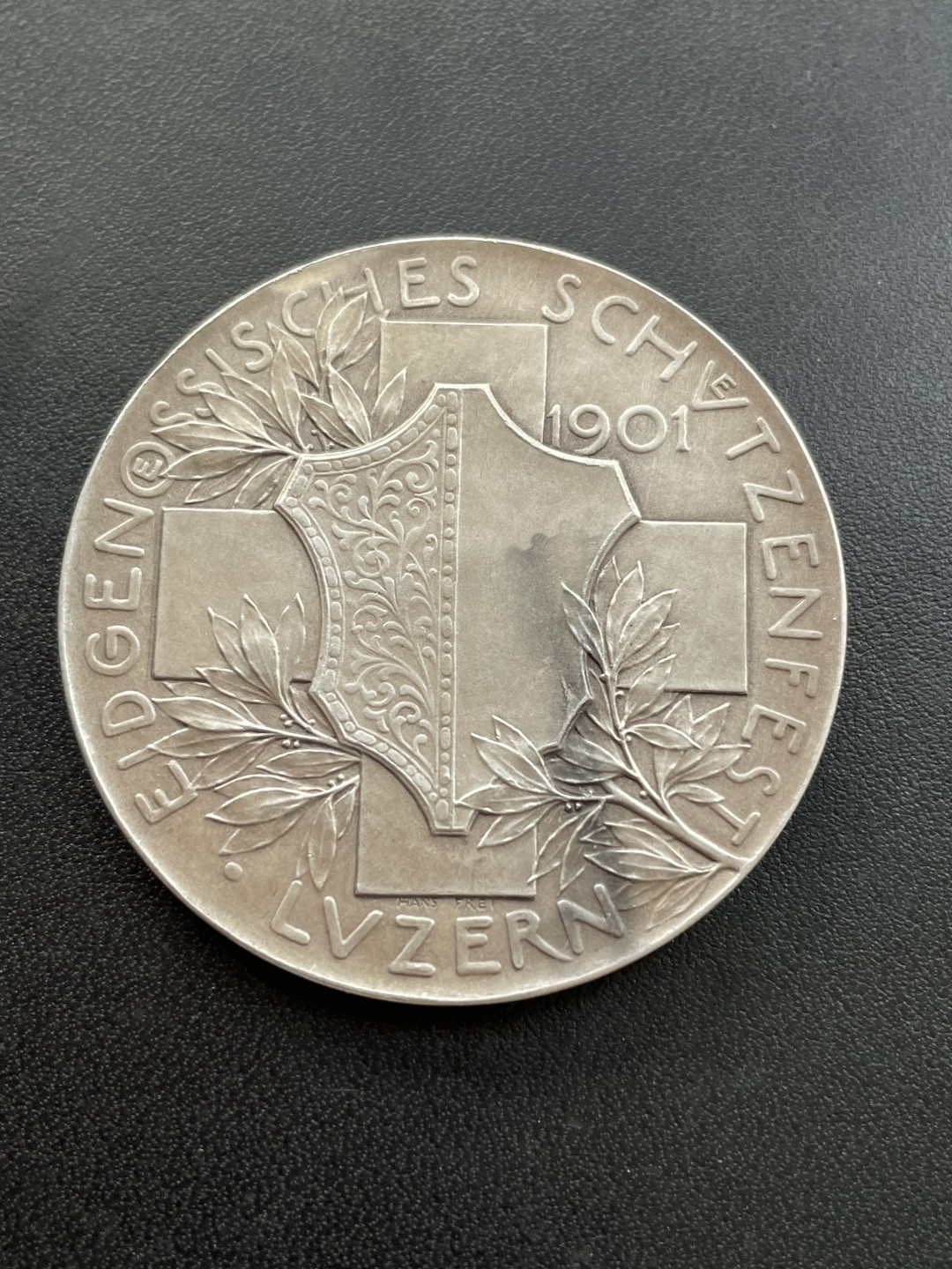 欧洲章牌-拍卖第23场 1901年瑞士卢塞恩射击节大银章