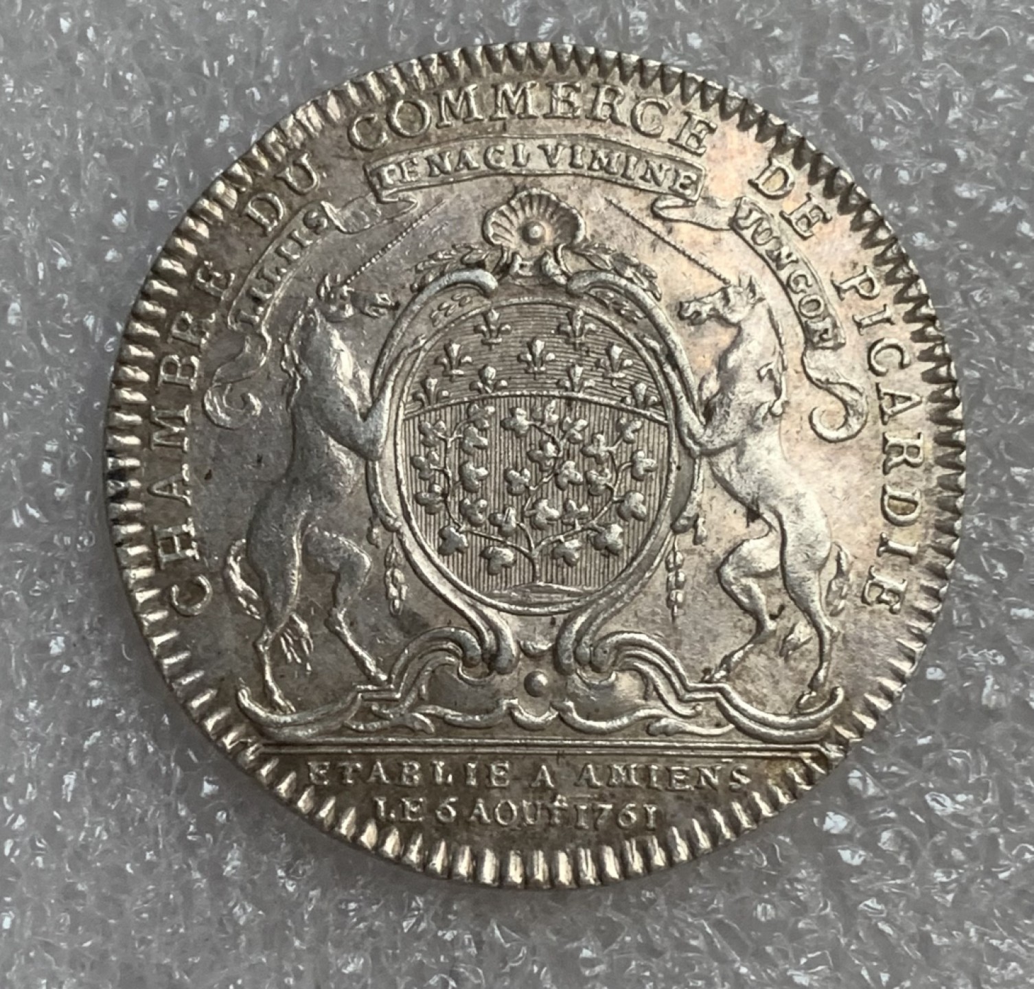 瓶子🏺第93期拍卖会  法国1761年皮卡迪商会JETON银质代币  带彩好品