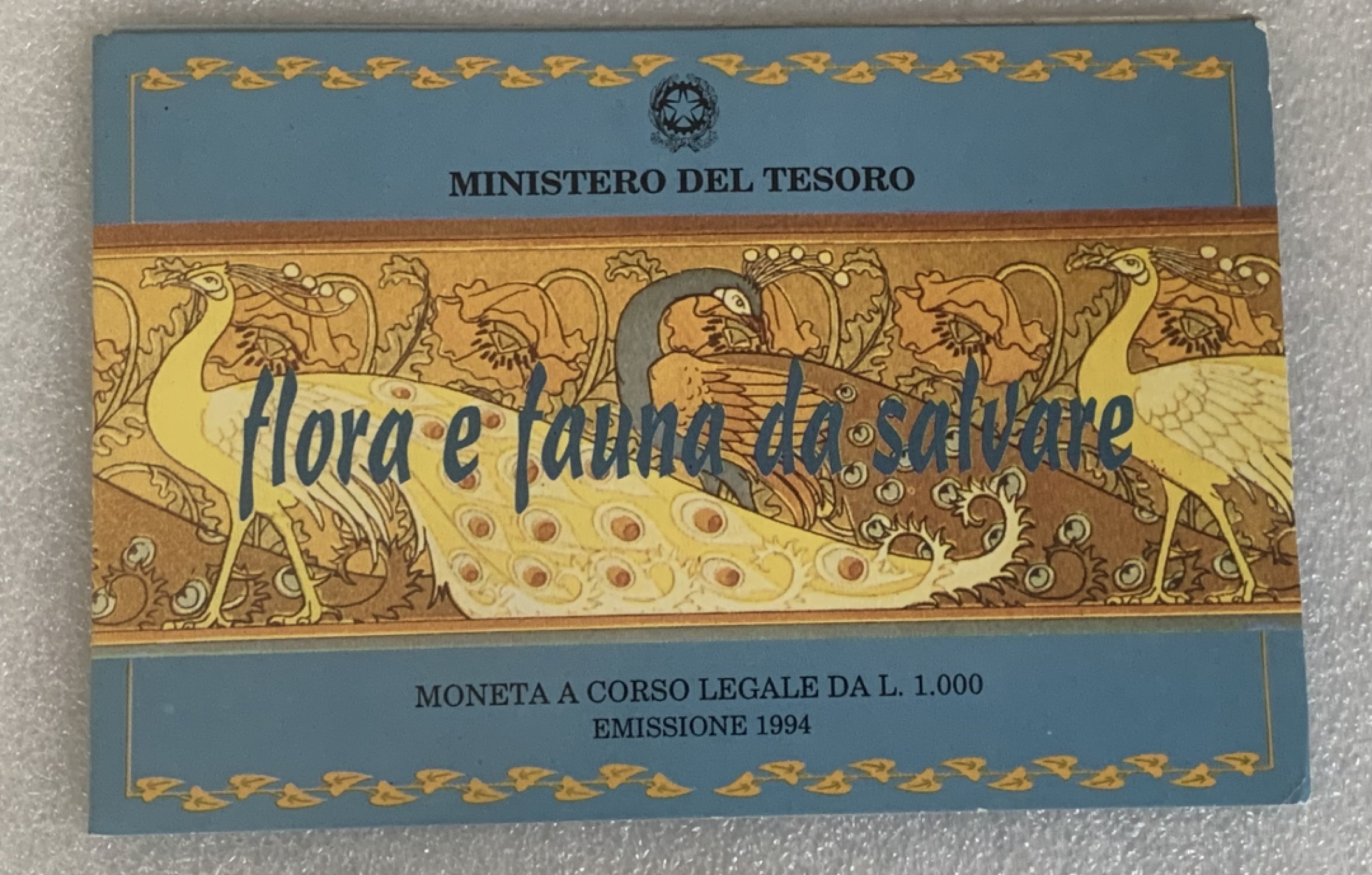 瓶子🏺第93期拍卖会  意大利1994年1000里拉普制纪念银币卡装 女神与动物