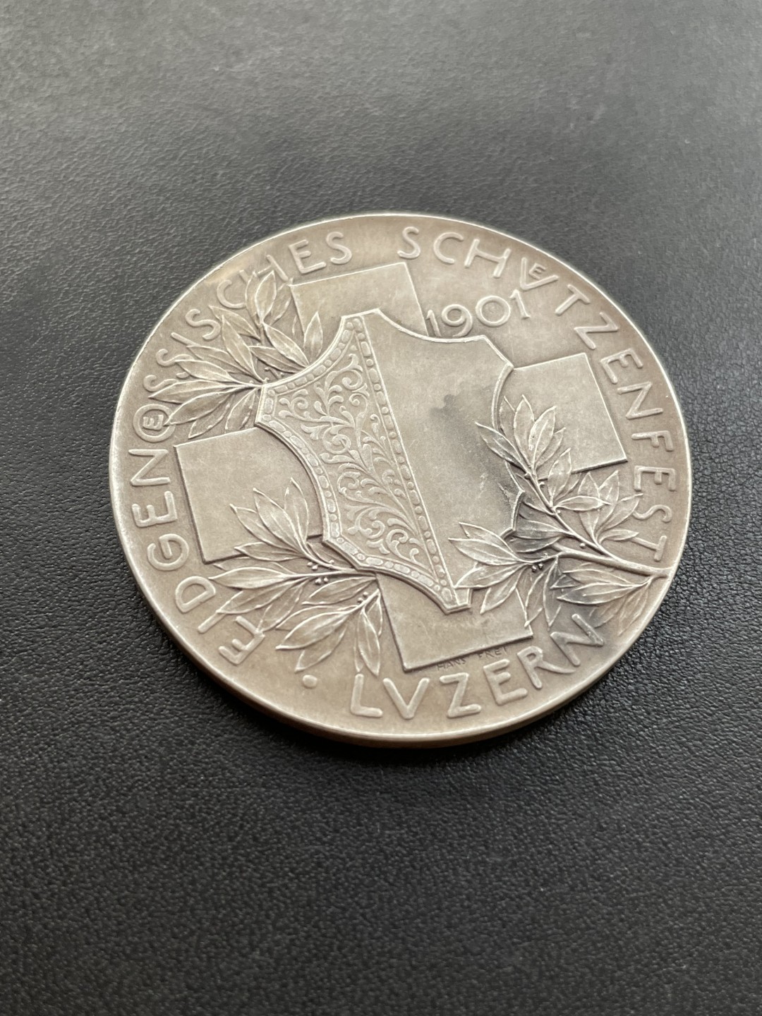 欧洲章牌-拍卖第23场 1901年瑞士卢塞恩射击节大银章