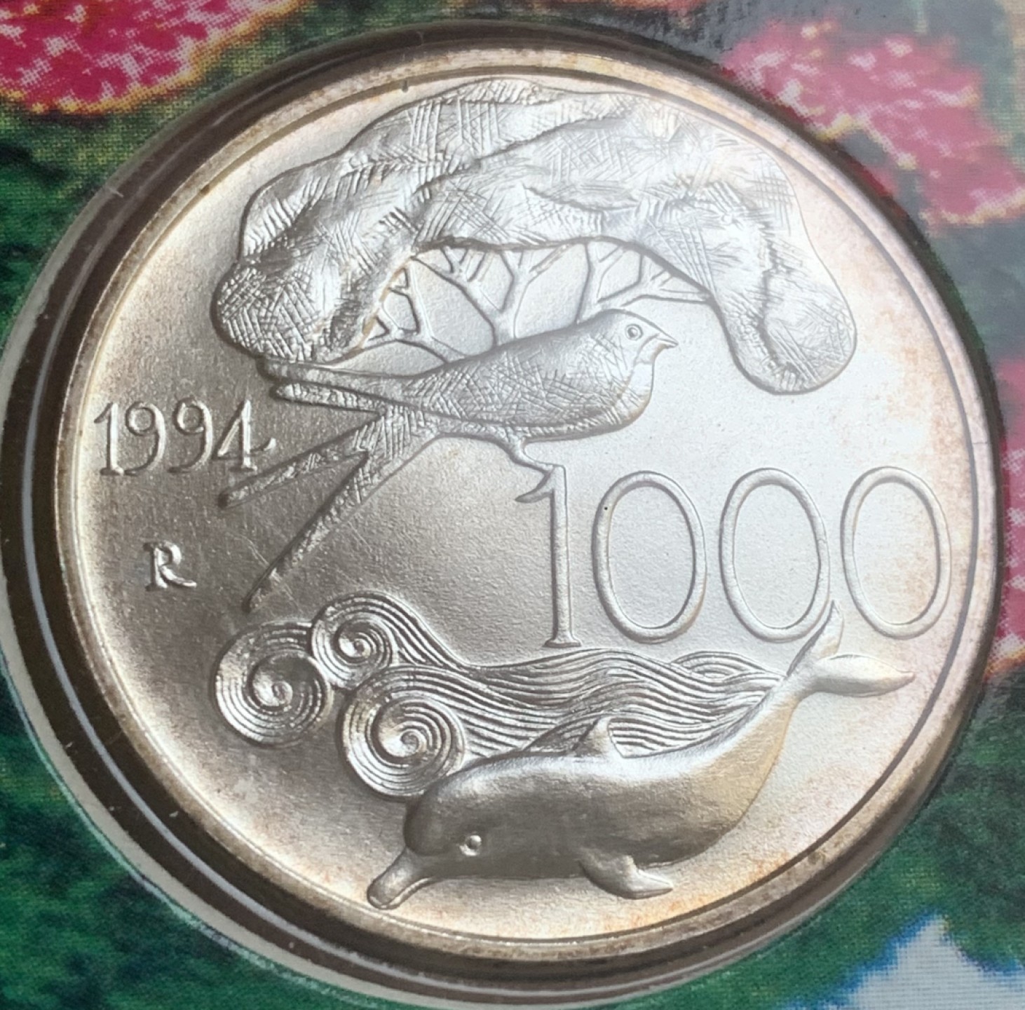 瓶子🏺第93期拍卖会  意大利1994年1000里拉普制纪念银币卡装 女神与动物