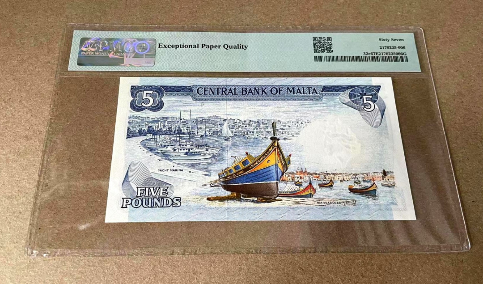 【Blue Auction】✨世界纸币精拍第327期——莫总专场XXI 【e版冠军分仅2张难碰】马耳他 1967年5里拉 PMG67EPQ 高分 经典彩背