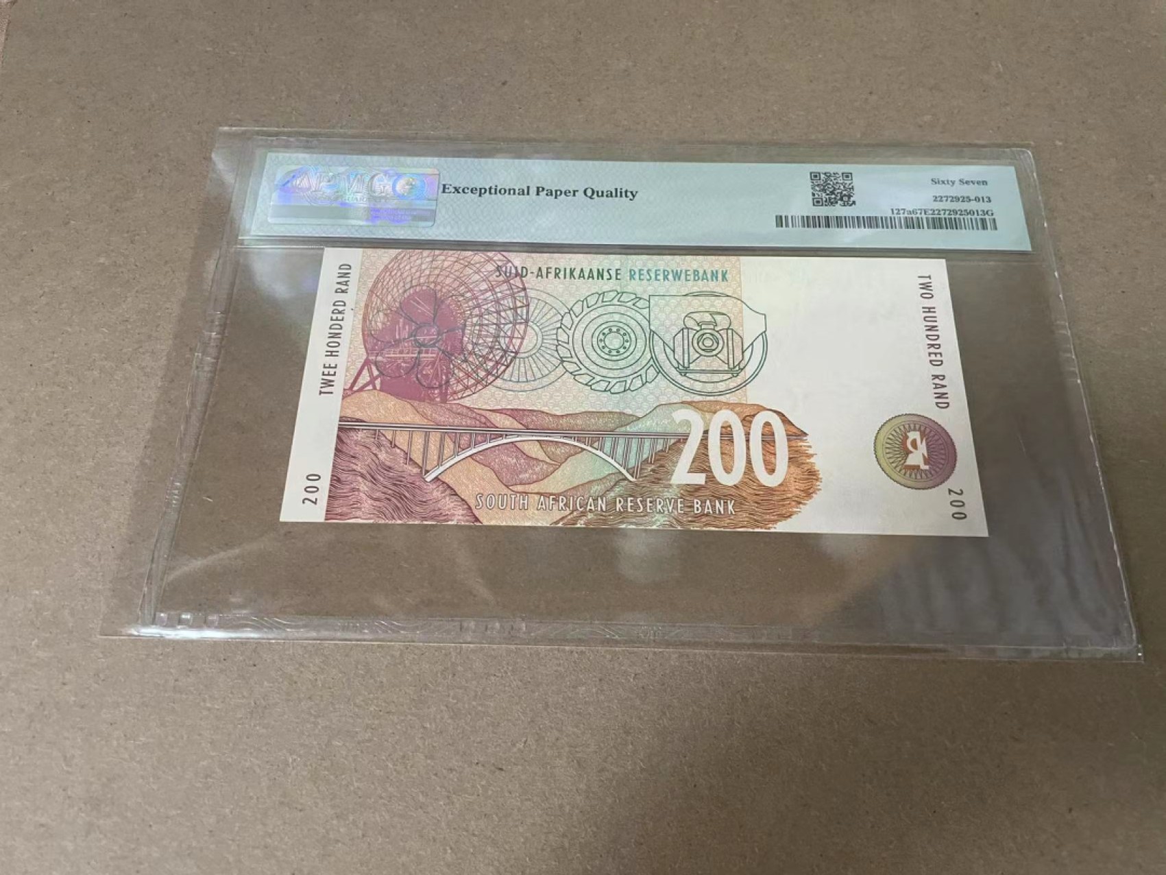 【Blue Auction】✨世界纸币精拍第327期——莫总专场XXI 【AA初版】南非 1994年200兰特 PMG67EPQ 豹子