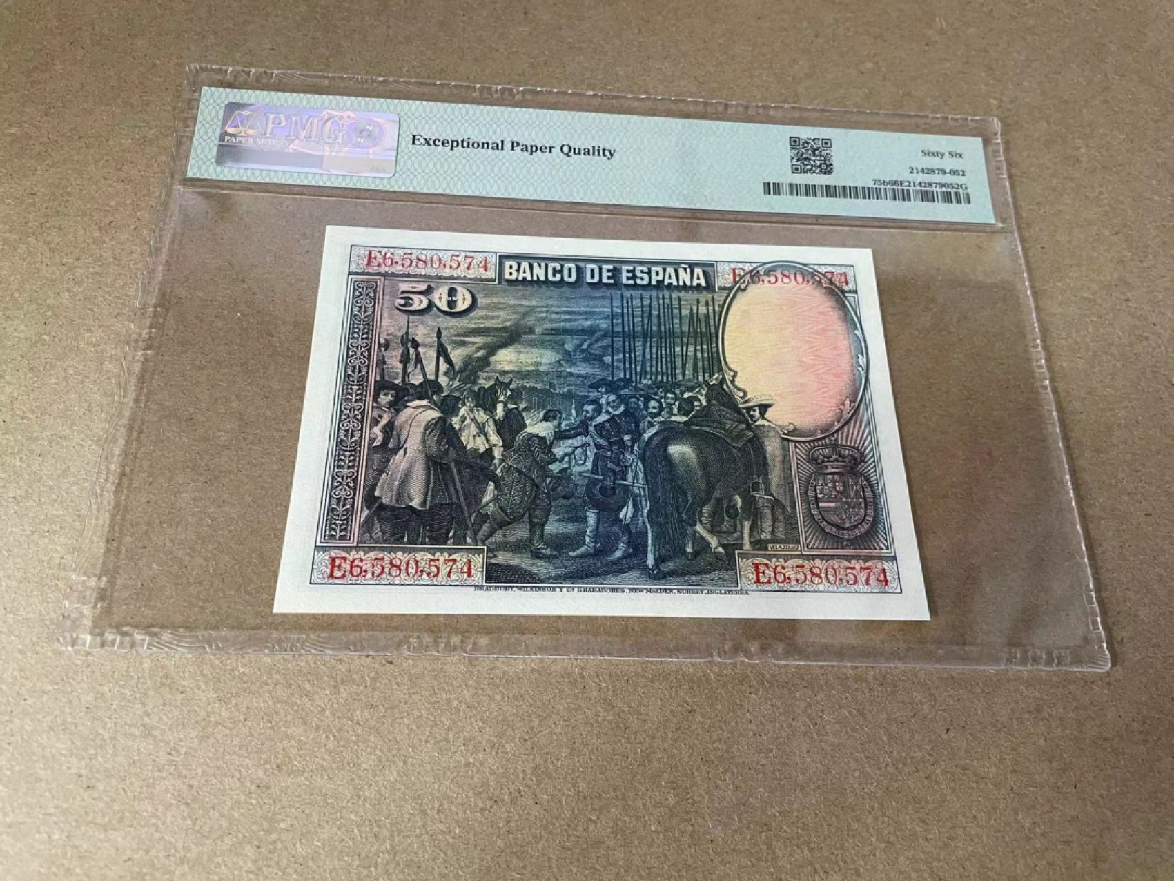 【Blue Auction】✨世界纸币精拍第327期——莫总专场XXI 西班牙 1928年50比塞塔 PMG66EPQ BWC出品